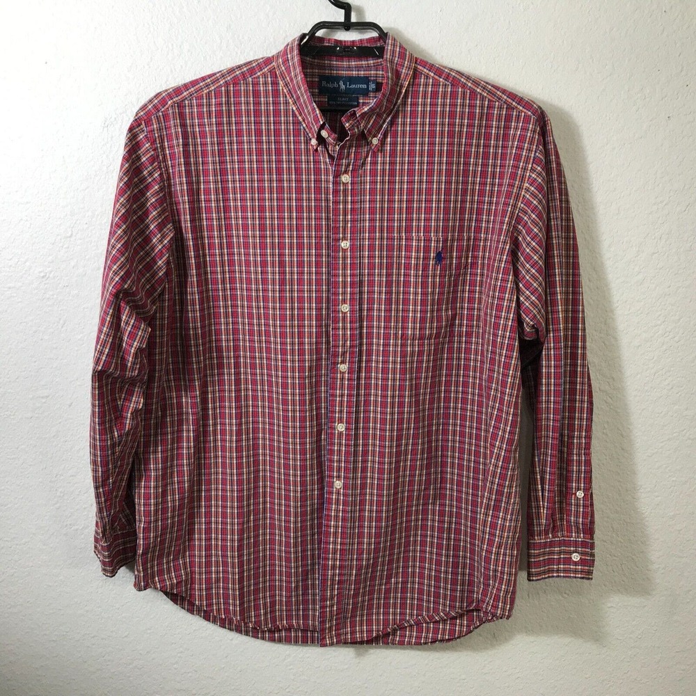Vintage Polo Ralph Lauren‎ Blake Shirt Mens XL Button Down Red Plaid Cotton